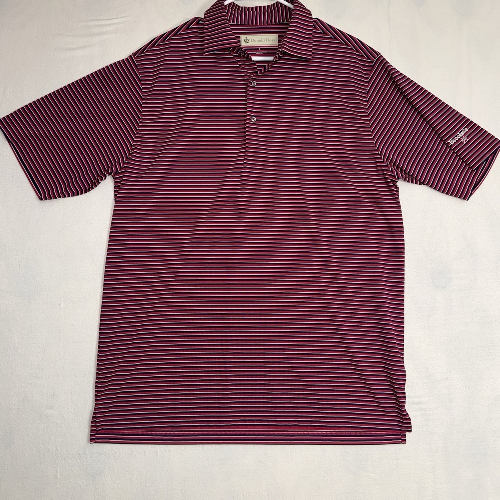 Men's Medium Donald Ross Striped Short Sleeve Performance Polo Brookside